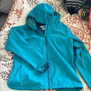 Columbia Womens Teal Hooded Rain Jacket